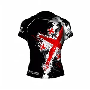 SHORT SLEEVE GEORGIAN FLAG RASH GUARD - WHITE