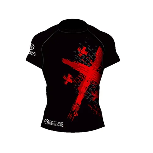 SHORT SLEEVE GEORGIAN FLAG RASH GUARD - RED